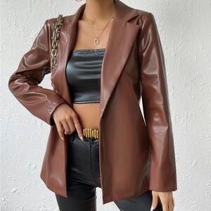 Brown Faux Leather Jacket